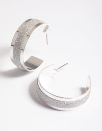 Silver Glitter Strip Hoop Earrings - link has visual effect only
