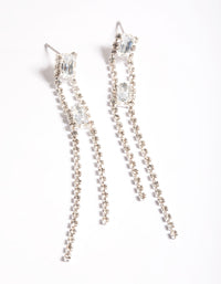 Silver Diamante Double Sided Stick Drop Earrings - link has visual effect only