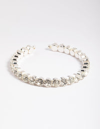 Silver Round Diamante Open Wrist Cuff - link has visual effect only