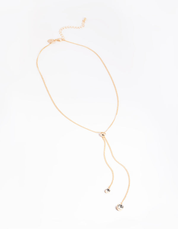 Gold Adjustable Slide Diamante Necklace