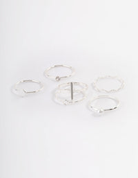 Silver Dainty Pearly Ring 6-Pack - link has visual effect only