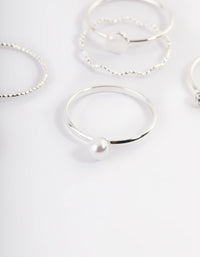 Silver Dainty Pearly Ring 6-Pack - link has visual effect only