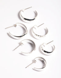Silver Chubby Hillow Hoop Earrings Pack - link has visual effect only