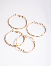 Gold Textured Hoop Earrings Pack - link has visual effect only