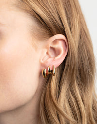 Gold Plated Brass Simple Huggie Hoop Earring Stack 6-Pack - link has visual effect only