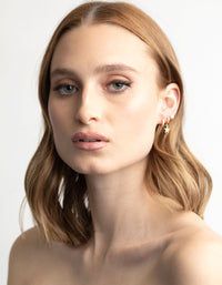 Gold Plated Brass Cubic Zirconia Pearl & Star Earring Stack 6-Pack - link has visual effect only