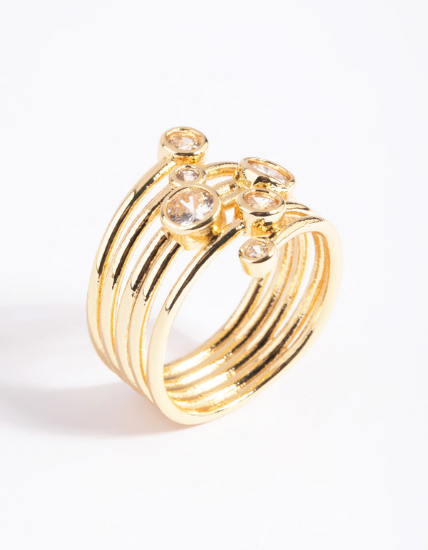 Gold Plated Cubic Zirconia Stone Ring