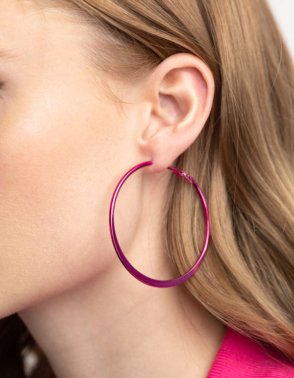 Matte Fuchsia 5cm Hoop Earrings