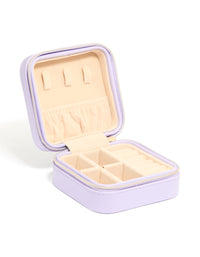 Purple Faux Leather Compact Square Jewellery Box - link has visual effect only