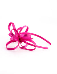 Pink Satin Fabric Looped Fascinator Headband - link has visual effect only