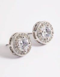 Silver Pave Circle Stud Earrings - link has visual effect only