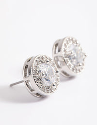 Silver Pave Circle Stud Earrings - link has visual effect only