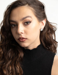 Silver Pave Circle Stud Earrings - link has visual effect only