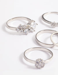 Rhodium Statement Cluster Ring 5-Pack - link has visual effect only
