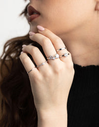 Rhodium Statement Cluster Ring 5-Pack - link has visual effect only
