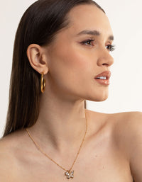 Waterproof Gold Plated Stainless Steel Chunky Medium Hoop Earrings - link has visual effect only