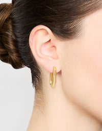 Waterproof Gold Plated Stainless Steel Rounded Square Hoop Earrings - link has visual effect only