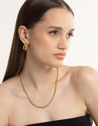 Waterproof Gold Plated Stainless Steel Triple Hoop Earrings - link has visual effect only