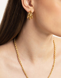 Waterproof Gold Plated Stainless Steel Triple Hoop Earrings - link has visual effect only