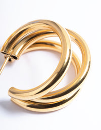 Waterproof Gold Plated Stainless Steel Triple Hoop Earrings - link has visual effect only