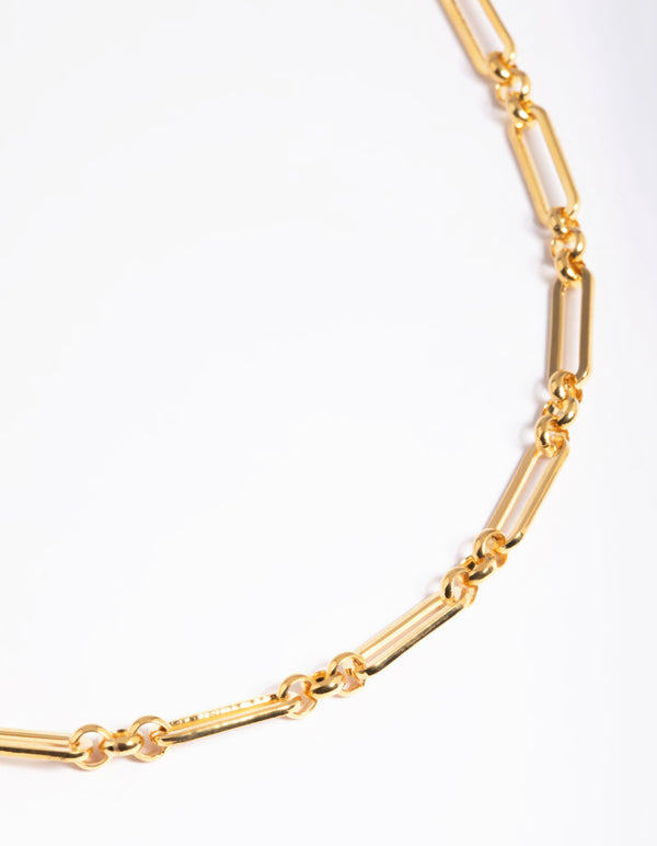 Waterproof Gold Plated Stainless Steel Open Oval Link Necklace