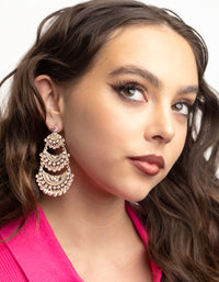 Rose Gold Boho Triple Circle Drop Earrings - link has visual effect only