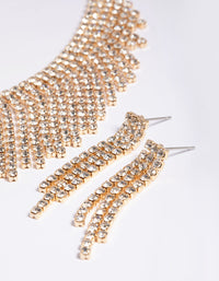 Gold Diamante Tassel Earrings & Necklace Set - link has visual effect only