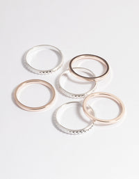 Mixed Metal Textured & Plain Ring 6-Pack - link has visual effect only