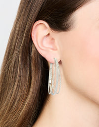 Silver Textured Split Glitter Hoop Earrings - link has visual effect only