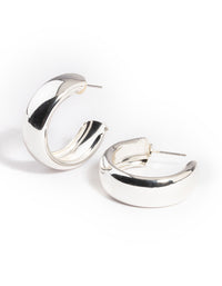 Silver Medium Chubby Hoop Earrings - link has visual effect only
