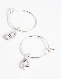 Silver Pear Drop Hoop Earrings - link has visual effect only