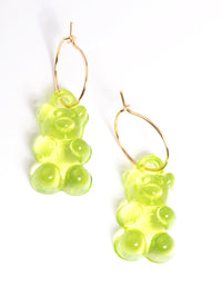 Green Candy Bear Hoop Earrings - link has visual effect only