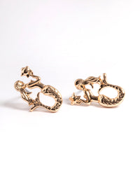 Gold Mermaid Stud Earrings - link has visual effect only