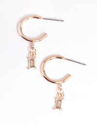 Rose Gold Stone Drop Huggie Earrings - link has visual effect only