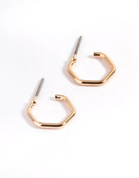 Gold Hexagon Huggie Earrings - link has visual effect only