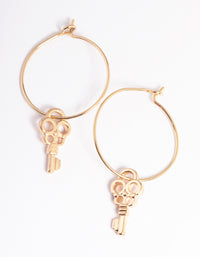 Gold Cut Out Key Hoop Earrings - link has visual effect only