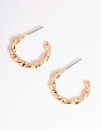 Gold Wrapped Texture Huggie Earrings - link has visual effect only