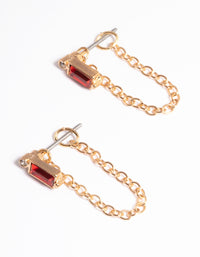 Gold Emerald Chain Front & Back Earrings - link has visual effect only