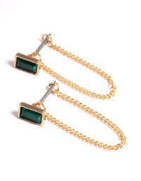 Gold Emerald Chain Front & Back Earrings - link has visual effect only