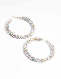 Silver 40mm Encrusted Hoop Earring - link has visual effect only