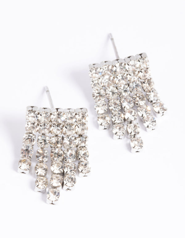 Silver  Short Fringer Waterfall Drop Earrings