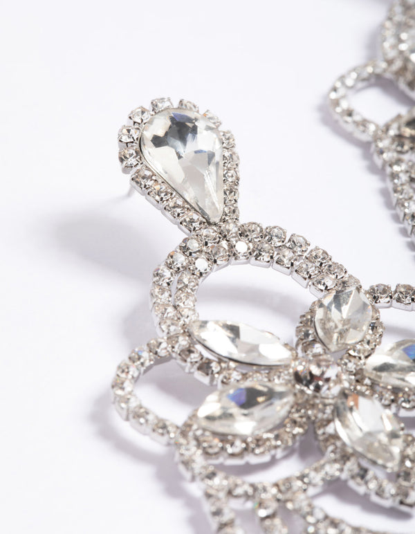 Silver Statement Glam Drop Earrings