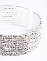 Silver Spiky 4 Row Diamante Wrist Cuff - link has visual effect only
