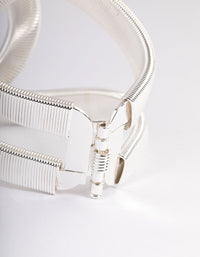 Silver Textured Oval Cuff Bangle - link has visual effect only