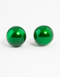 Green Metallic Ball Stud Earrings - link has visual effect only