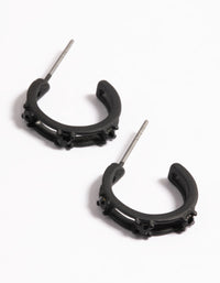Black Coated Triple Crystal Huggie Earrings - link has visual effect only