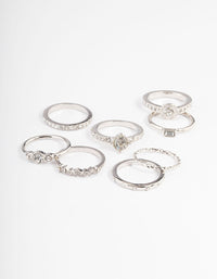 Silver Halo Diamante Rings 8-Pack - link has visual effect only