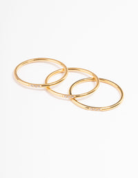 WaterproofGold Plated Stainless Steel Thin Cubic Zirconia Ring - link has visual effect only