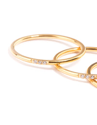 WaterproofGold Plated Stainless Steel Thin Cubic Zirconia Ring - link has visual effect only