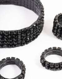 Gunmetal Diamante Cupchain Bracelet & Ring Set - link has visual effect only